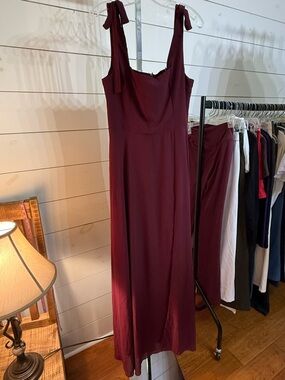 Lulu's Wine Tie-Shoulder Maxi Dress